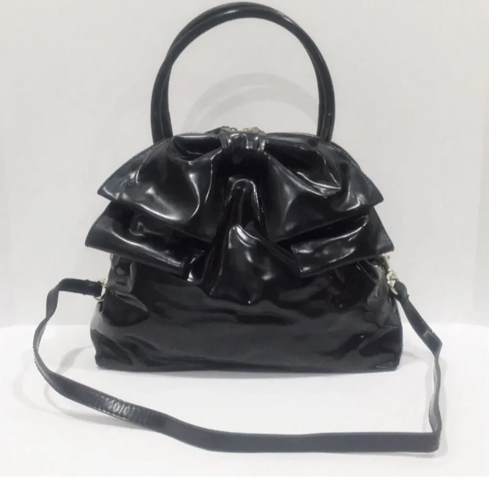 LAST MARKDOWN! Valentino Garavani Black Patent Leather Bow Satchel Bag